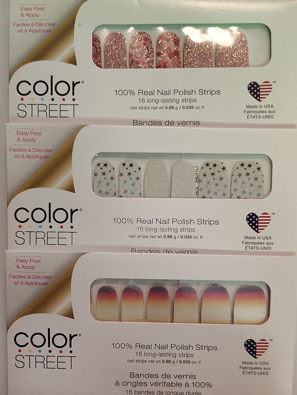 Color Street Pink Glitter & Gradient Nail Polish Strips - Pack of 3